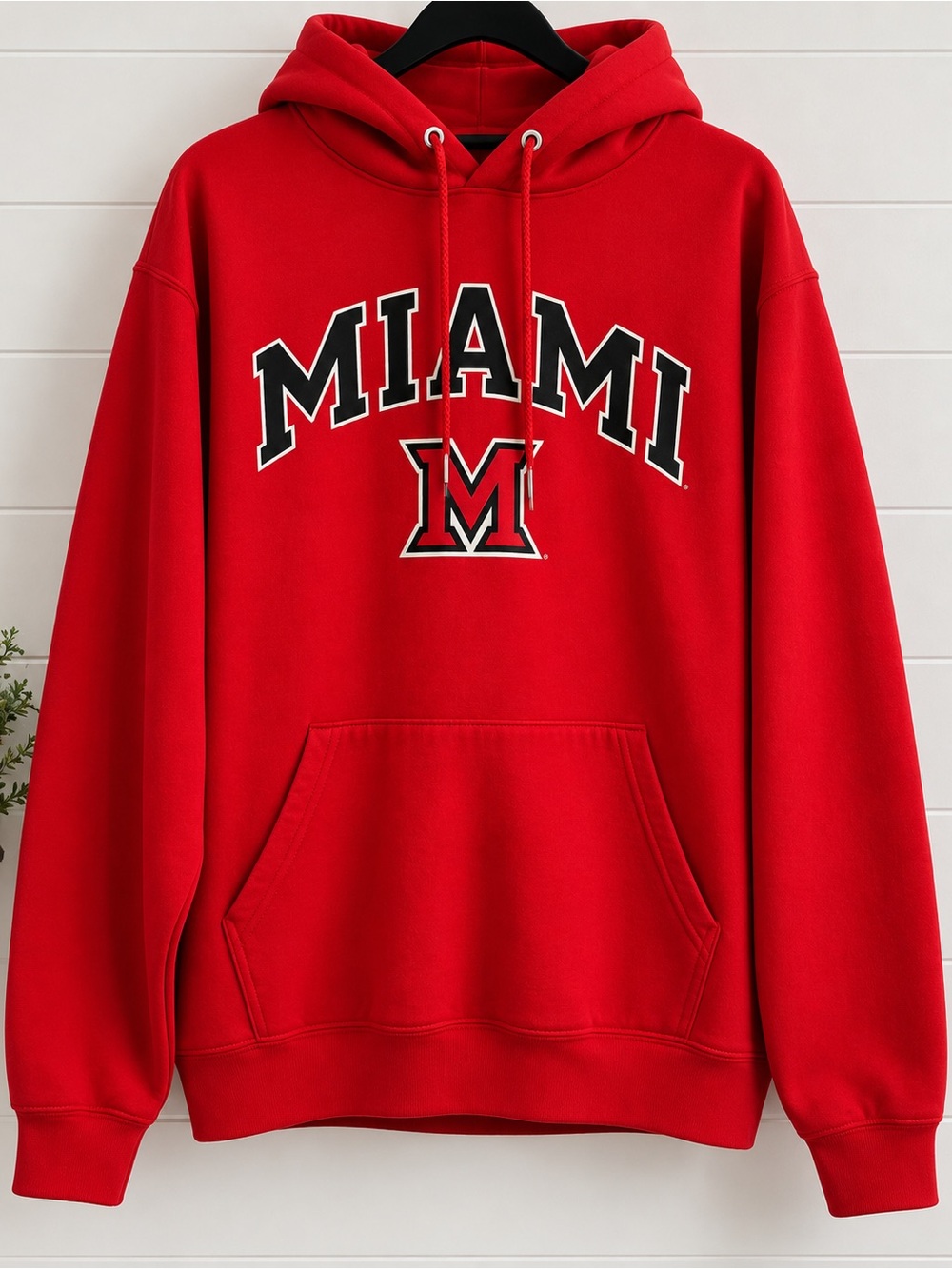 Red 'MIAMI' Pullover Hoodie Sweatshirt
